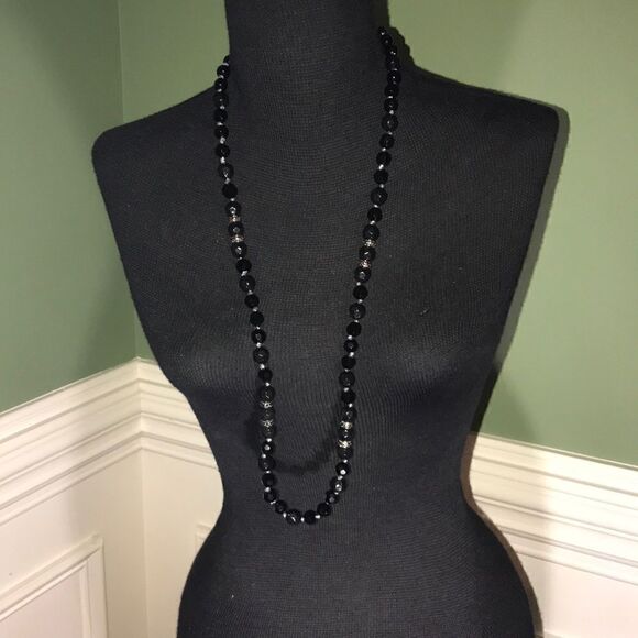 Monet 32” Necklace with black and silver beads - Picture 1 of 3